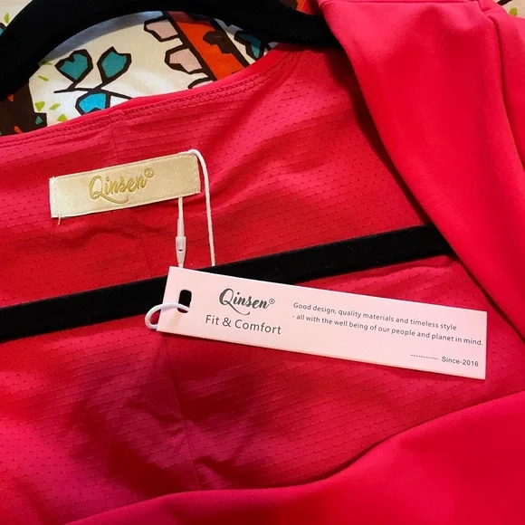 Red Fit and Flare Mini Dress with Square Neck - Picture 5 of 6